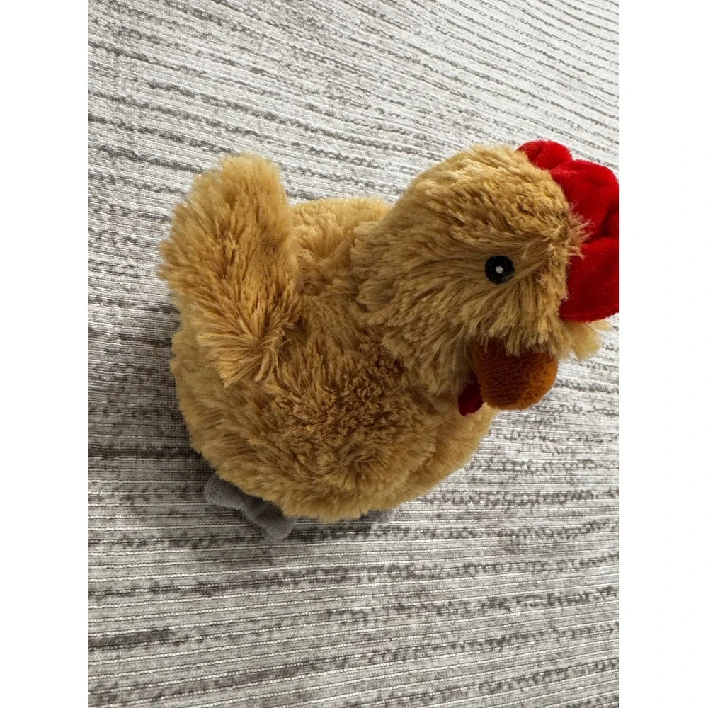 Plush Chicken Squeaker Ball Dog Toy Brown Hen Soft Fuzzy Pet Toy 7 Inch